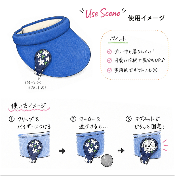 花柄｜可愛い｜マーカークリップ